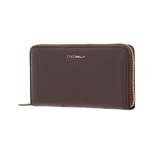 Coccinelle metallic soft wallet grained leather coffee