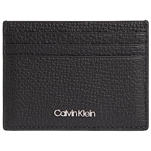 Calvin Klein porta carte uomo minimalism cardholder pelle, nero (ck black), taglia unica