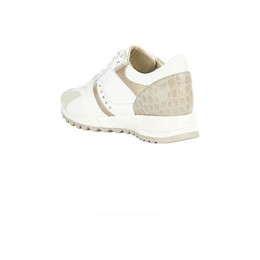 Geox d tabelya b, scarpe da ginnastica basse donna, bianco (white/lt sand), 36 eu