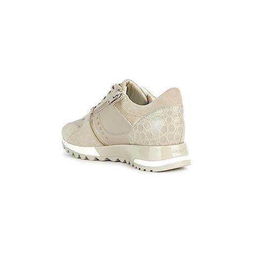 Geox d tabelya b, scarpe da ginnastica basse donna, bianco (white/lt sand), 37 eu