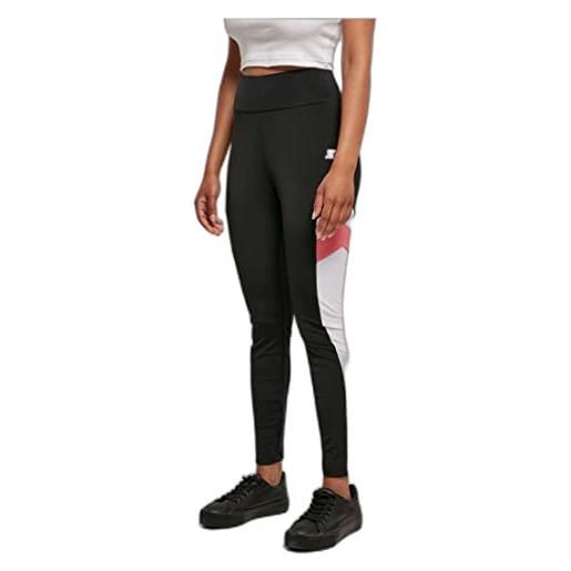 Starter black label ladies starter-leggings sportivi a vita alta pantaloni da yoga, nero/bianco/pnkgrpfrt, xs donna