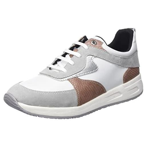 Geox d bulmya a, sneakers donna, bianco grigio white lt grey, 39 eu