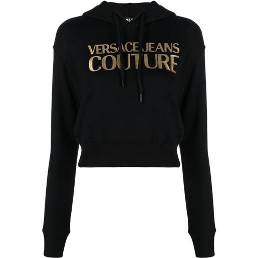 Versace Jeans Couture felpa con cappuccio crop - nero
