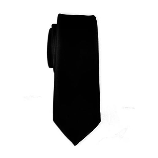 Remo Sartori - cravatta stretta slim di velluto tinta unita, larghezza cm 6, made in italy, uomo (nero)