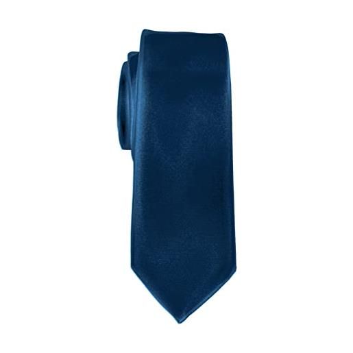 Remo Sartori - cravatta donna stretta slim in velluto tinta unita, larghezza cm 5.5, made in italy (blu)