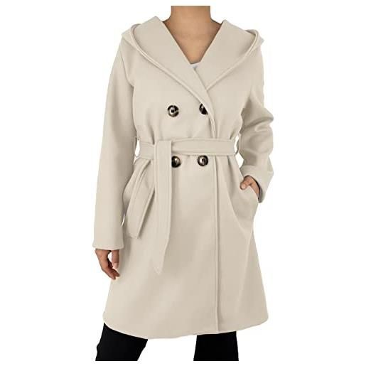 JOPHY & CO. cappotto doppiopetto donna invernale con tasche e bottoni (cod. 6557 & 6595) (beige/1 (cod. 6595), l)
