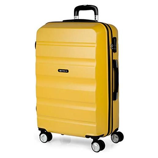 ITACA - valigia media da viaggio rigide. Trolley medio con 4 ruote. Materiale abs valigia media rigida in offerta resistente e super leggero - valigia 20 kg lucchetto tsa t71660, senape