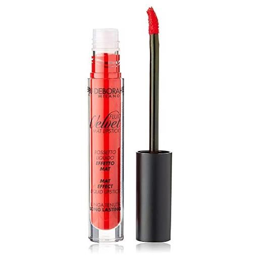 Deborah fluid velvet lipstick n. 06 iconic red lunga tenuta, con mix di oli per labbra idratate, morbide e vellutate