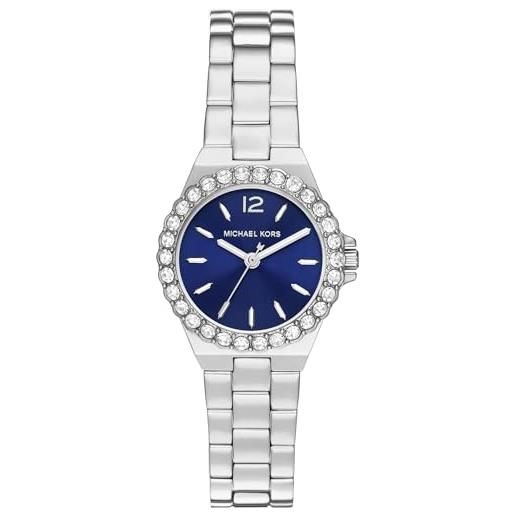 Michael Kors orologio per le donne, movimento a tre lancette lennox, orologio in acciaio inossidabile con cassa da 30 mm, tono argento e blu