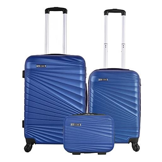 WELL HOME MOBILIARIO & DECORACIÓN set di 3 valigie da cabina 56 cm/media 66 cm/borsa da toilette 23 cm, blu elettrico