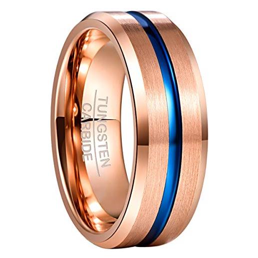 NUNCAD anello uomo/donna/unisex tungsteno con incisione i love you anello amicizia/anello anniversario/oro rosa/blu/nero/argento taglia 8mm (12.5-32)