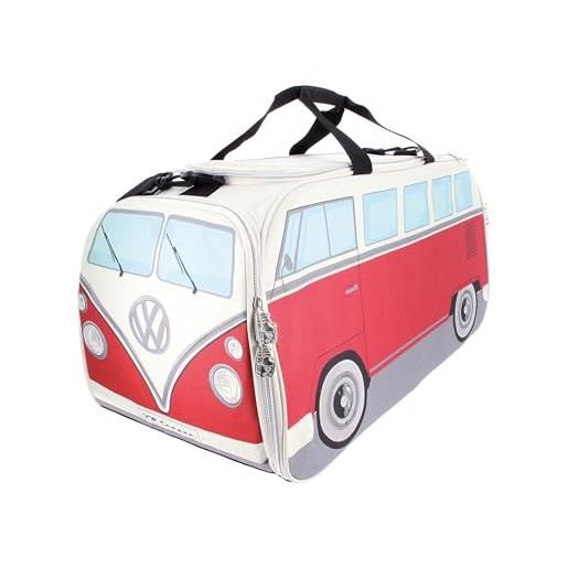 Brisa vw collection - volkswagen hippie bus t1 van borsone per palestra vintage con manici e tracolla, sacca da viaggio con scomparti impermeabile per scarpe, borsa sportiva, duffel bag (l/rosso)
