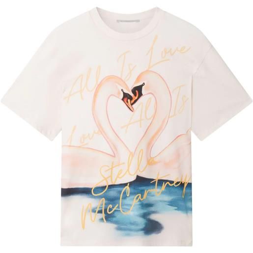 STELLA MCCARTNEY t-shirt oversize con cigni che si baciano