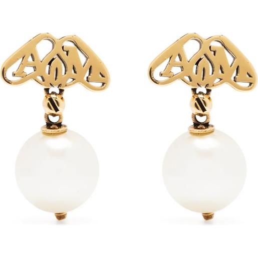 ALEXANDER MCQUEEN orecchini perle con seal logo in oro