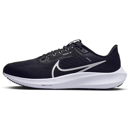 Nike air zoom pegasus 40, sneaker uomo, black white iron grey, eu