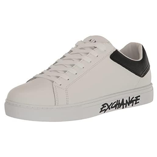 Armani Exchange logo paris back&side, scarpe da ginnastica uomo, op white black, 42 eu