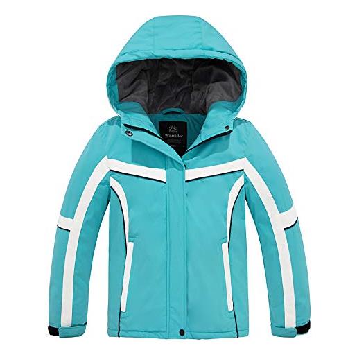 Wantdo giacca da sci per ragazze giacca da montagna in pile antivento cappotto invernale caldo parka da snowboard isolante cappotti invernali parka con cappuccio nero bianco 116-122