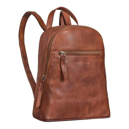 STILORD 'amira' zaino di pelle donna vintage zainetto a tracolla borsa a mano piccola elegante daypack backpack per tablet 10,1 pollici cuoio genuino, colore: colorado - marrone
