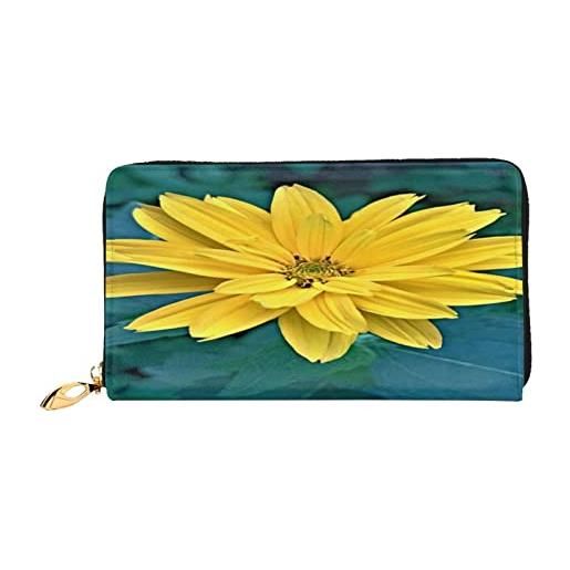ASEELO portafoglio in pelle cascata e fiore zip portafoglio in pelle pochette porta carte da viaggio borsa regalo per le donne, grazioso fiore. , taglia unica