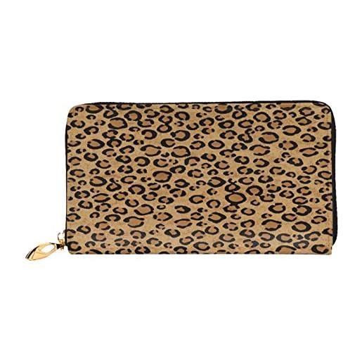 ASEELO portafoglio in pelle cascata e fiore zip portafoglio in pelle pochette porta carte da viaggio borsa regalo per le donne, animale leopardo selvaggio, taglia unica
