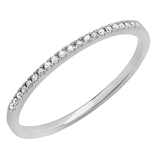 DazzlingRock Collection anello a fascia da donna in oro bianco da 10 kt con diamante rotondo da 0,08 kt, ideale per un anniversario o un matrimonio. E oro bianco, 18,5, cod. K1986-8.5