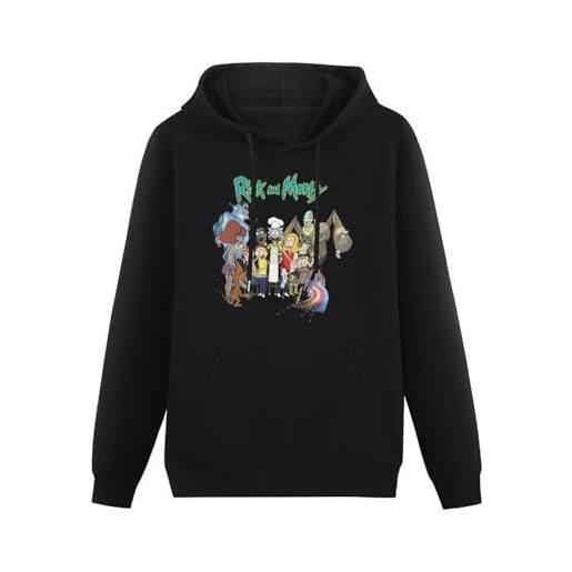 BSapp rick & and morty rick surrounded by large character cast mens funny unisex sweatshirts graphic print hooded black sweater l