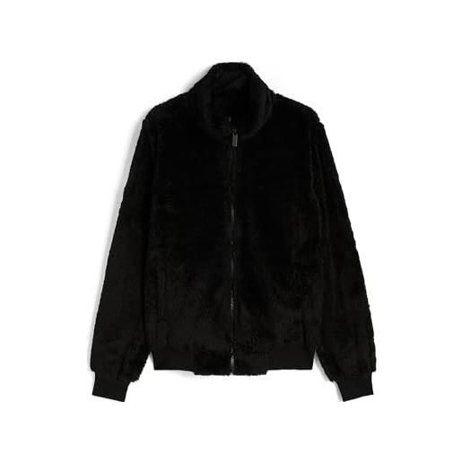 FREDDY - giacca con collo alto e zip in morbida pelliccia teddy, donna, nero, medium