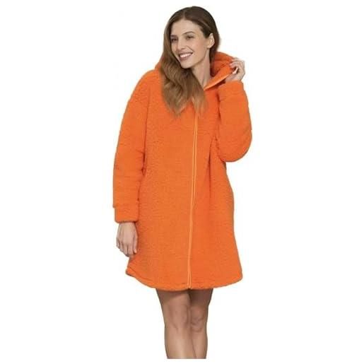 BISBIGLI vestaglia pile orsetto con zip e cappuccio art. 88642-40, arancione