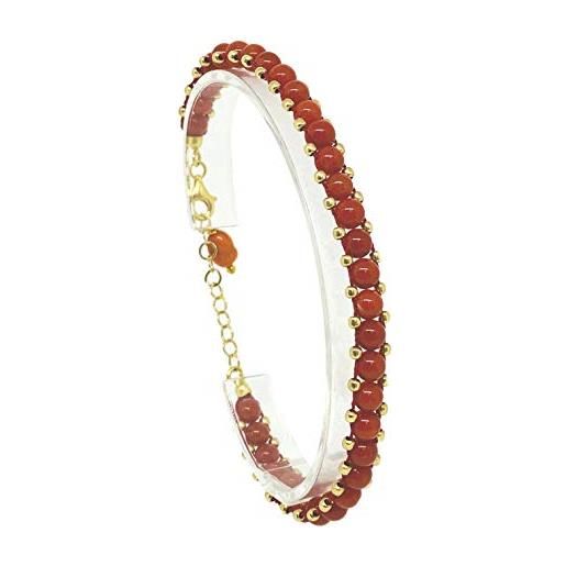 sicilia bedda - bracciale in corallo rosso del mediterraneo - argento 925 - prodotto realizzato a mano - idea regalo (argento 925, placcato oro 18kt. )