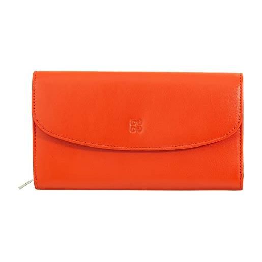 Dudu portafoglio donna grande in pelle vera, schermato rfid, portafogli con cerniera portamonete, multi scomparti arancio