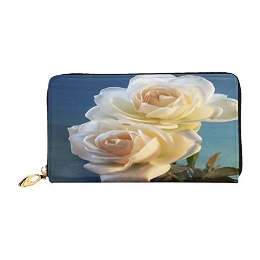 ASEELO portafoglio in pelle cascata e fiore zip portafoglio in pelle pochette porta carte da viaggio borsa regalo per le donne, graziosi fiori. , taglia unica