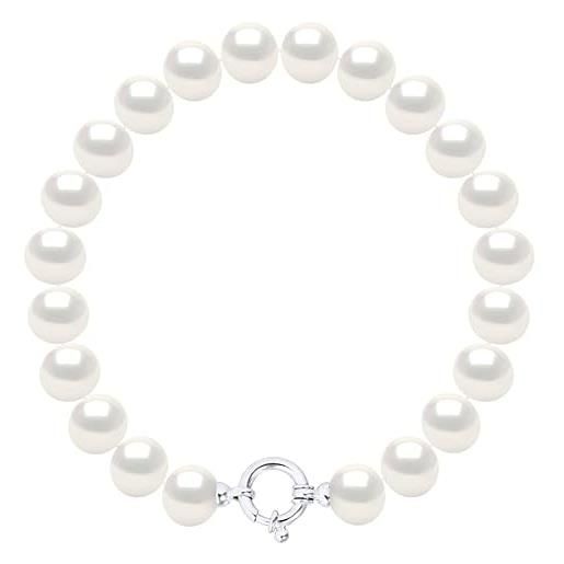 PEARLS & COLORS NATURAL FINE PEARLS pearls & colors - bracciale perle di coltura d'acqua dolce semi-barocche - colore bianco naturale - qualità aaa+ - diverse misure disponibili - anello marino argento 925 - gioiello donna