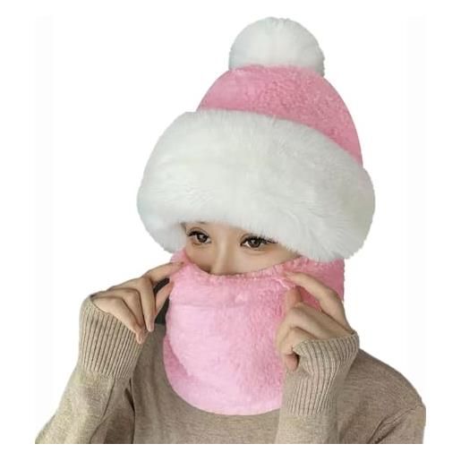 crazy bean passamontagna invernale donna caldo antivento fleece scaldacollo con cappuccio in pile 3 in 1 termico cappello da ciclismo sci outdoor(caffè)