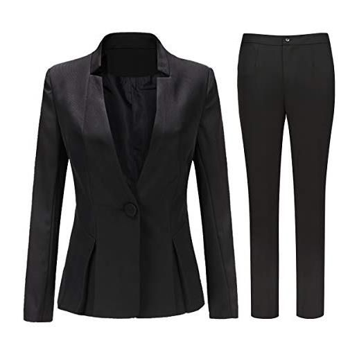 YYNUDA costume da donna 2 pezzi sartoria da donna slim fit office blazer costume pantaloni, nero 1, xs