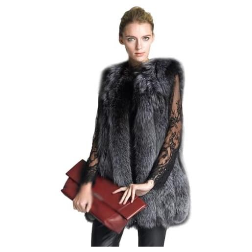 ZhuiKun donna giacca gilet invernale cappotto di pelliccia sintetica senza maniche giacchetto giubbotto parka - grigio, cn 4xl