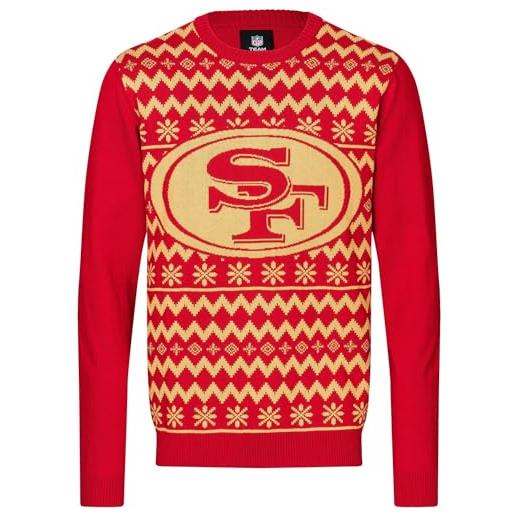 Foco nfl san francisco 49ers ugly sweater big logo 2 colori christmas pullover natale, multicolore, xl