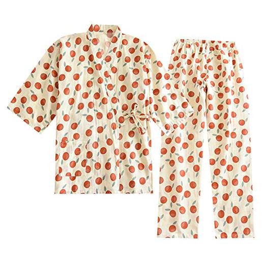 un-brand completo pigiama kimono giapponese da donna in puro cotone taglia l a7