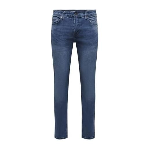 Only & Sons onsloom d. Blue 4598 vd slim, blu jeans scuro, 34w x 32l uomo