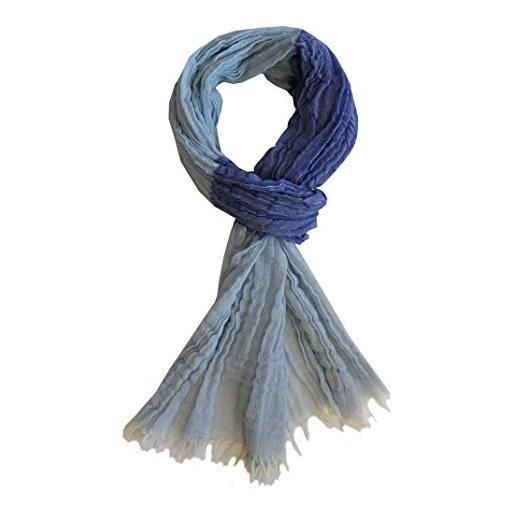 Rotfuchs sciarpa sciarpa estiva tessere striscia moda blu bianco 100% lana (merino) r-84