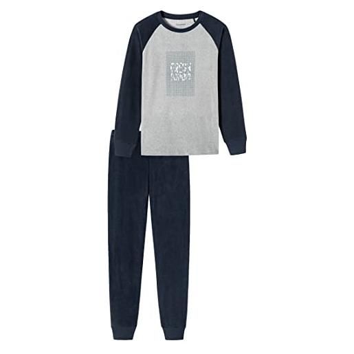 Schiesser schlafanzug lang set di pigiama, grigio mélange, 140 cm bambino