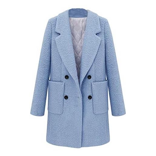 PengGengA donna jacket overcoat parka coat outwear cardigan giacca capispalla casual di lana trapuntata imbottita trapuntata doppiopetto azzurro m