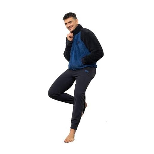 Lotto tuta uomo caldo sherpa - giacca pile invernale con zip in caldo sherpa (xxl, blu 2023)