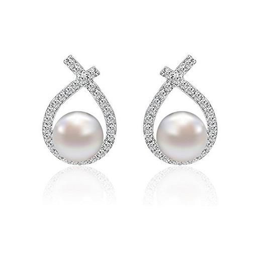 DELVA orecchini con perle d'acqua dolce coltivate goccia argento anallergici regalo per donna