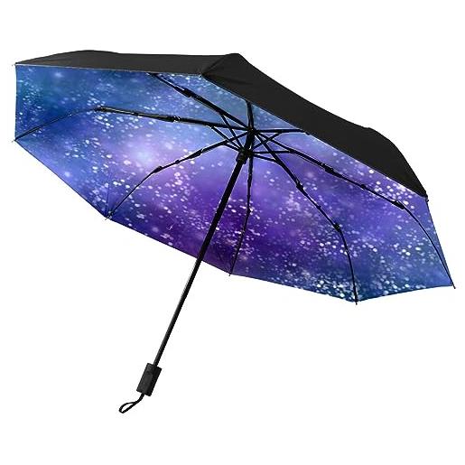 GISPOG ombrello pieghevole automatico, con cielo stellato, impermeabile, compatto, da viaggio, colore unico, taglia unica