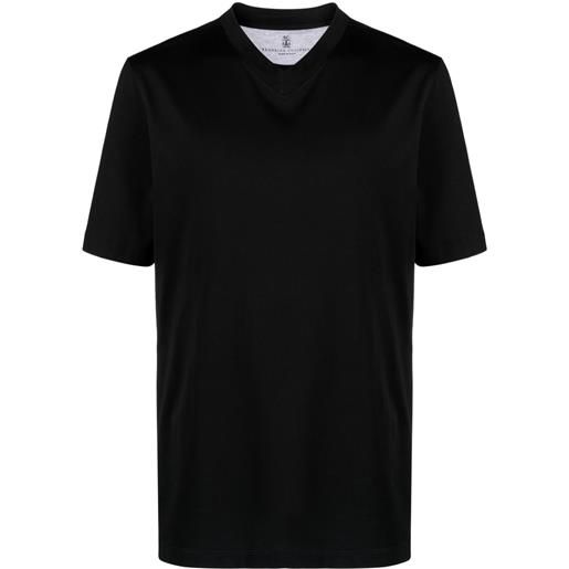 Brunello Cucinelli t-shirt con scollo a v - nero