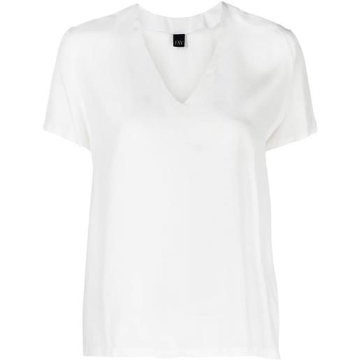 Fay t-shirt con scollo a v - bianco