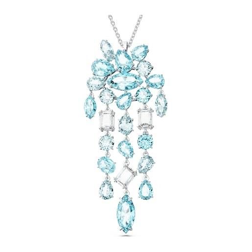 Swarovski gema collana pendente, con cristalli Swarovski a taglio misto, chiusura a moschettone, placcatura in tonalità rodio, blu