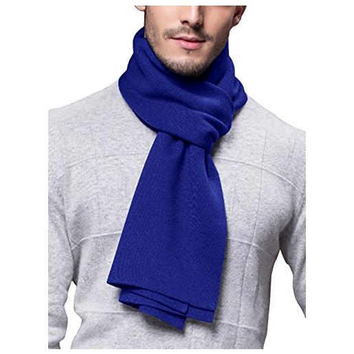 WANYING sciarpa uomo giovane autunno inverno 6% lana morbido business 180 × 30 cm tinta unita blu scuro