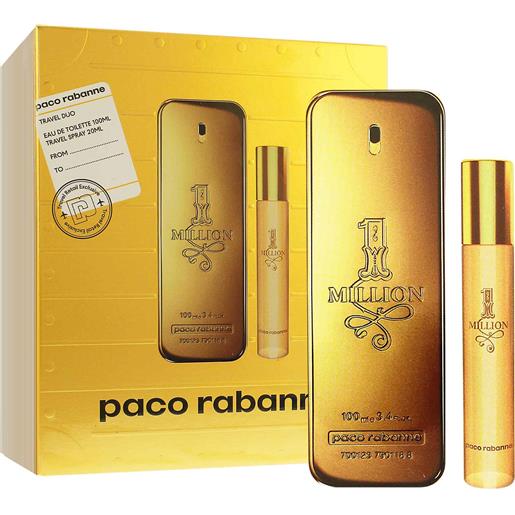 Paco Rabanne 1 million confezione regalo da uomo eau de toilett 100 ml + eau de toilett 20 ml
