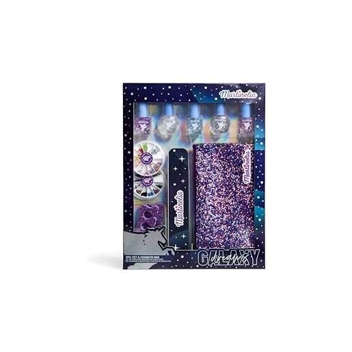 Martinelia galaxy dreams nail set & cosmetic bag - set di smalti colorati per bambini con borsa cosmetica - regalo ideale per ragazze
